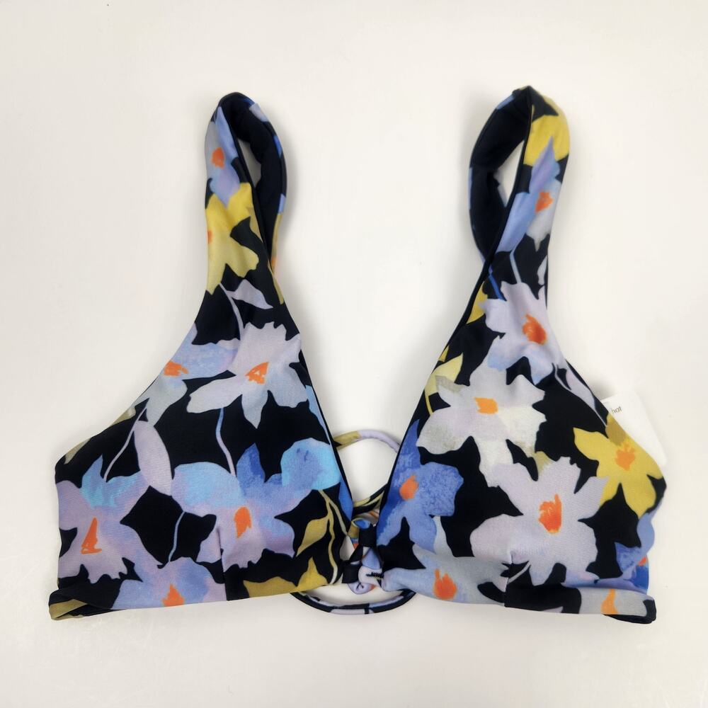 L*Space Playa Bikini Top in Black Floral Size Small NWT